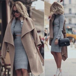 Missguided Knit Pencil Skirt & Crop Mock Neck Top